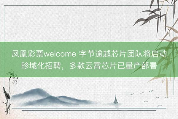 凤凰彩票welcome 字节逾越芯片团队将启动畛域化招聘,多款云霄芯片已量产部署