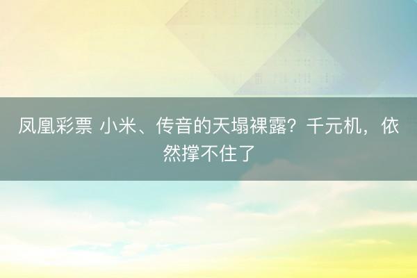 凤凰彩票 小米、传音的天塌裸露?千元机,依然撑不住了
