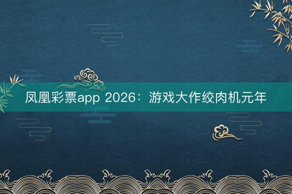 凤凰彩票app 2026:游戏大作绞肉机元年