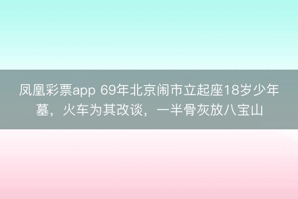 凤凰彩票app 69年北京闹市立起座18岁少年墓,火车为其改谈,一半骨灰放八宝山
